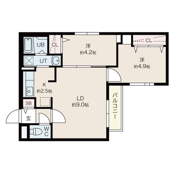 プロヴィデンス東札幌(2LDK/3階)の間取り写真