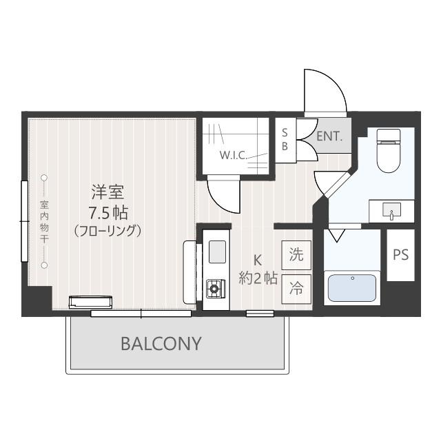 ヴァルス ノブレ(ワンルーム/2階)の間取り写真