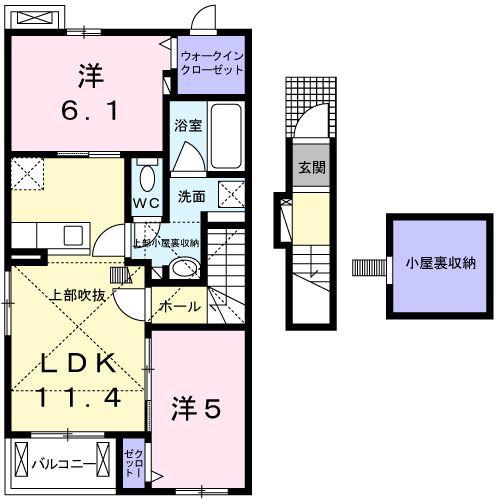 アンソレイエVI(2LDK/2階)の間取り写真