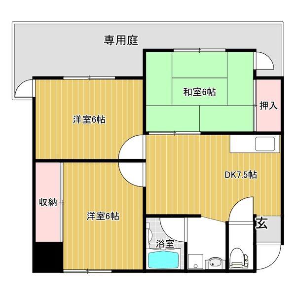 フリーディオ石切(3DK/1階)の間取り写真