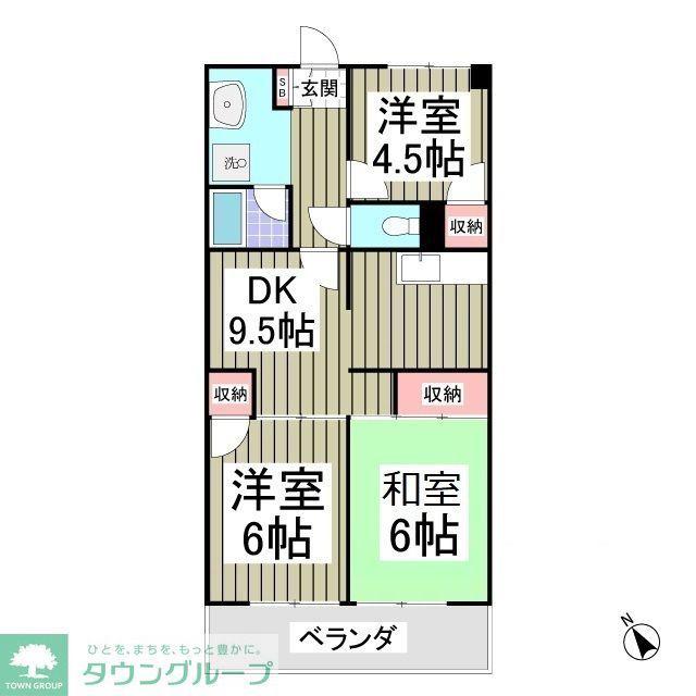 リュミエ川口 旧グリーンヒルハイツ(3SDK/1階)の間取り写真