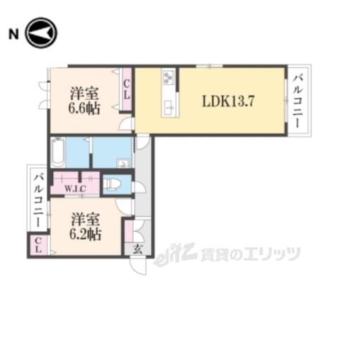 WISTERIA(2LDK/3階)の間取り写真