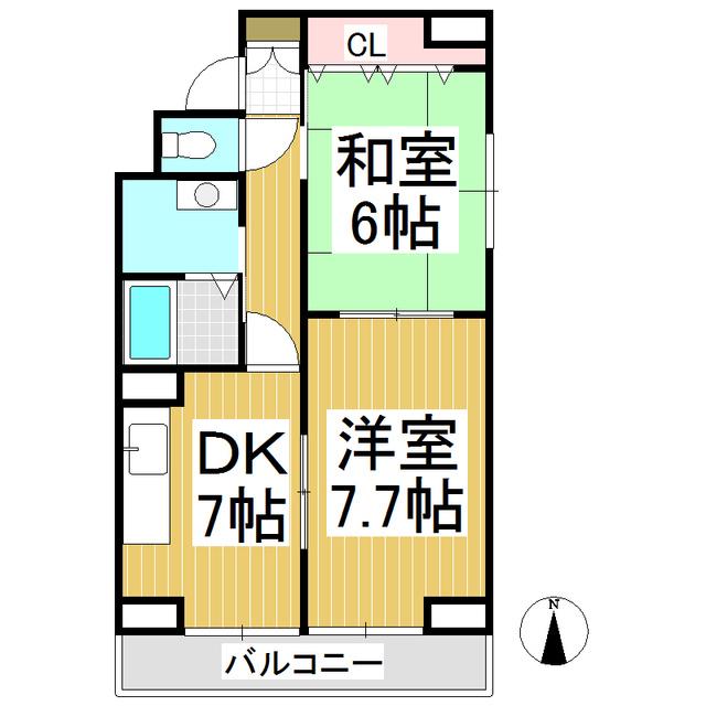 リバーサイドタワー RST(2DK/6階)の間取り写真