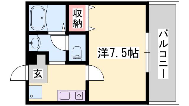 ルシエール上大野(1K/1階)の間取り写真