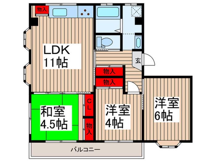 メンフィスイシダ(3LDK/3階)の間取り写真