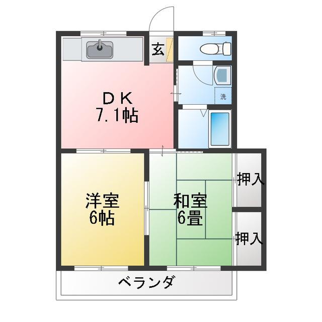 ベイグランデ(2DK/3階)の間取り写真