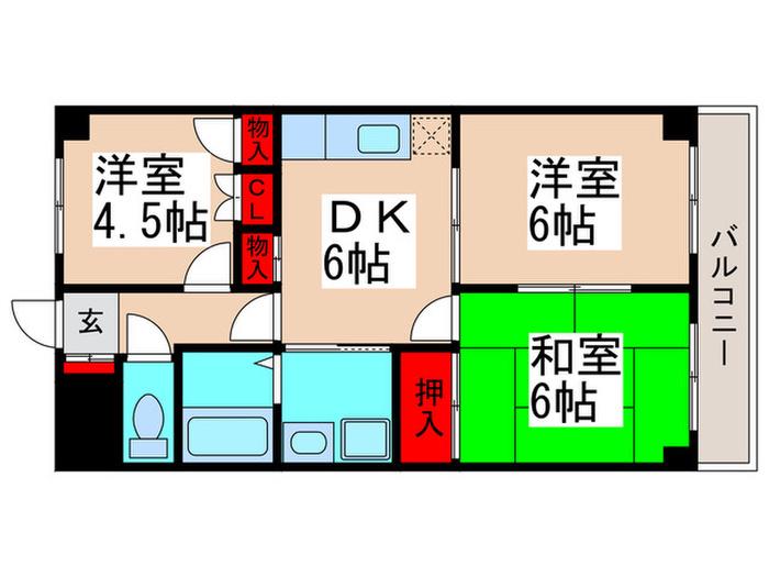 AMハイツUDAGAWA(3DK/3階)の間取り写真