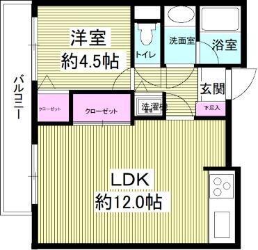グランバリュー羽田(1LDK/2階)の間取り写真