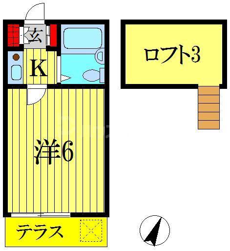 クレストI(1K/2階)の間取り写真