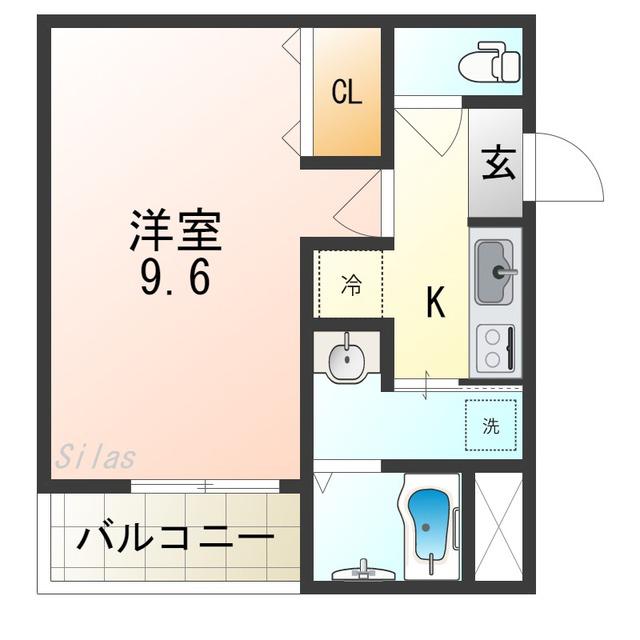 フジパレス西住之江V番館(1K/2階)の間取り写真