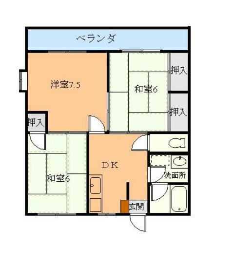 マンションあらかわ(3K/2階)の間取り写真