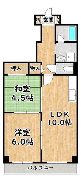 キャピタルハイツ姫里(2LDK/3階)の間取り写真