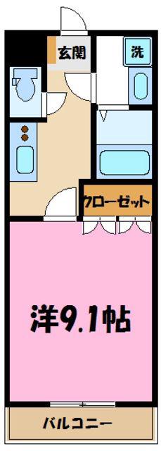 ベルグラース(1K/1階)の間取り写真