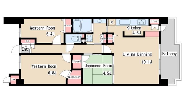 リブコートフェリス須磨山手台(3LDK/6階)の間取り写真