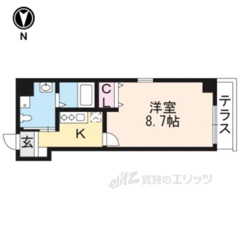 サクシード伏見京橋(1K/1階)の間取り写真