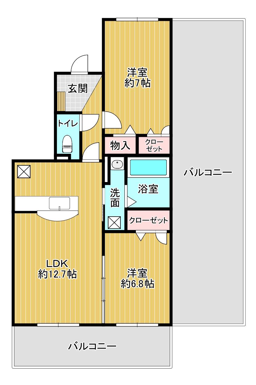 アーバンレジデンス(2LDK/1階)の間取り写真