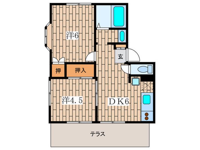 テラスペトル(2DK/1階)の間取り写真
