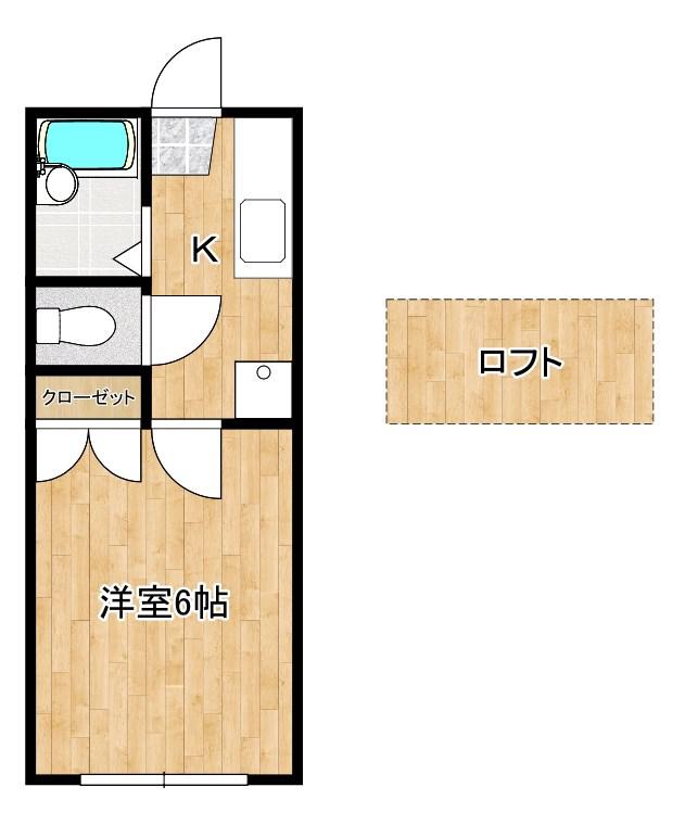 ラポートS(1K/1階)の間取り写真