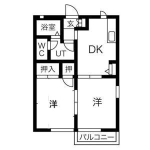 サウスヒルズB(2DK/2階)の間取り写真