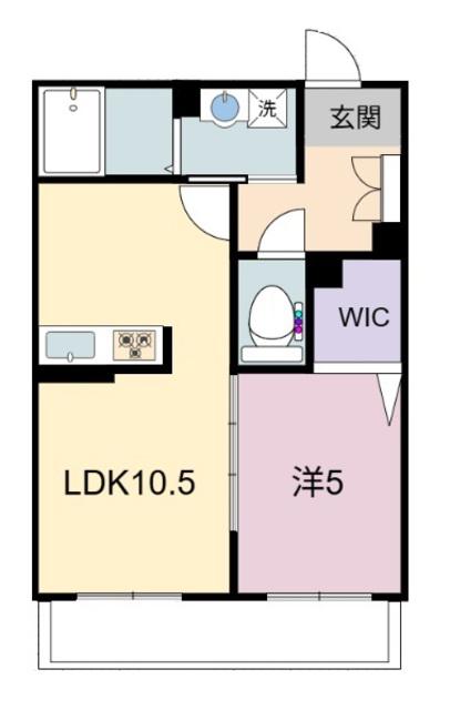 シャーメゾンRAC下鈎(1LDK/2階)の間取り写真