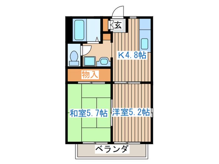 ファミールオリーブB(2K/1階)の間取り写真