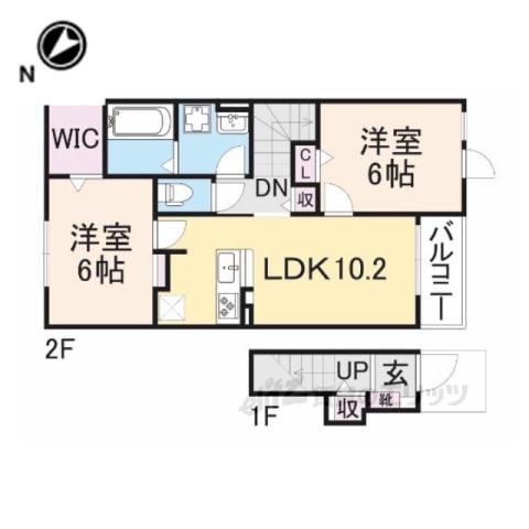 ベルオーブX(2LDK/2階)の間取り写真