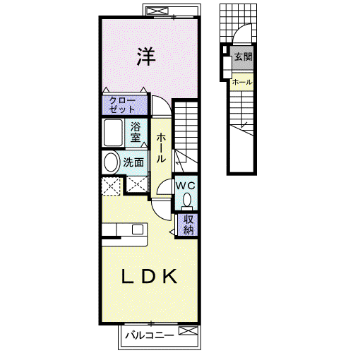 サンライズ フジ(1LDK/2階)の間取り写真