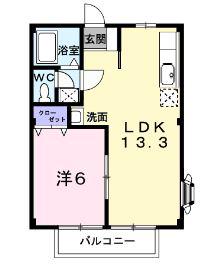 ニューシティ長船(1LDK/1階)の間取り写真