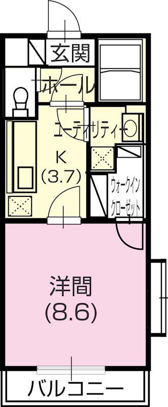 マンション萌黄(1K/2階)の間取り写真