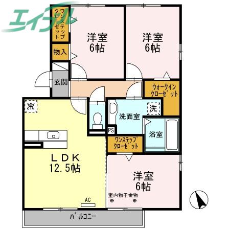 カーサ フェリーチェ(3LDK/3階)の間取り写真