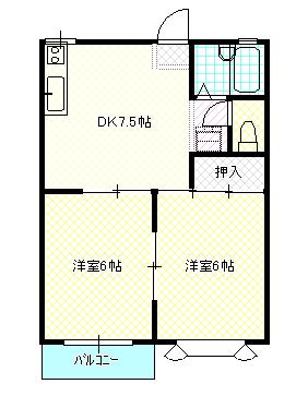 コーポグレイス(2DK/2階)の間取り写真