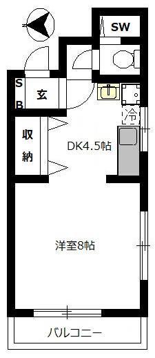 ヴィレッジ・1(1DK/4階)の間取り写真