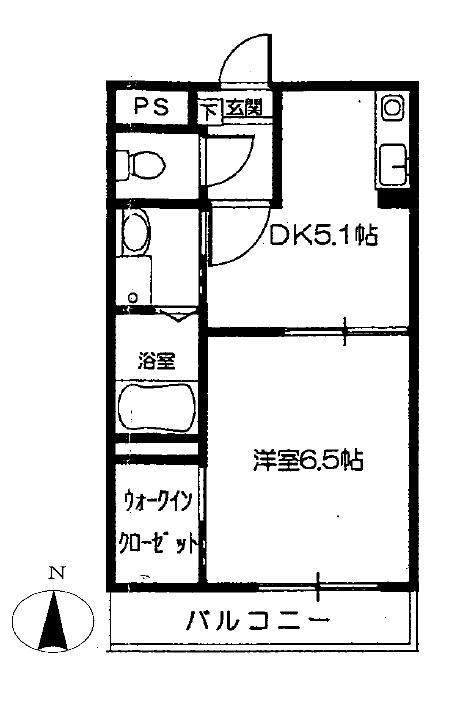 エヴァーグリーン(1DK/2階)の間取り写真