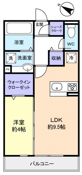 フェリーチェ(1LDK/1階)の間取り写真