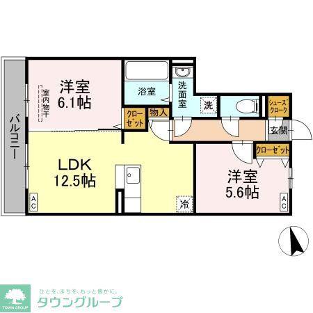 コーポスカイG(2LDK/3階)の間取り写真