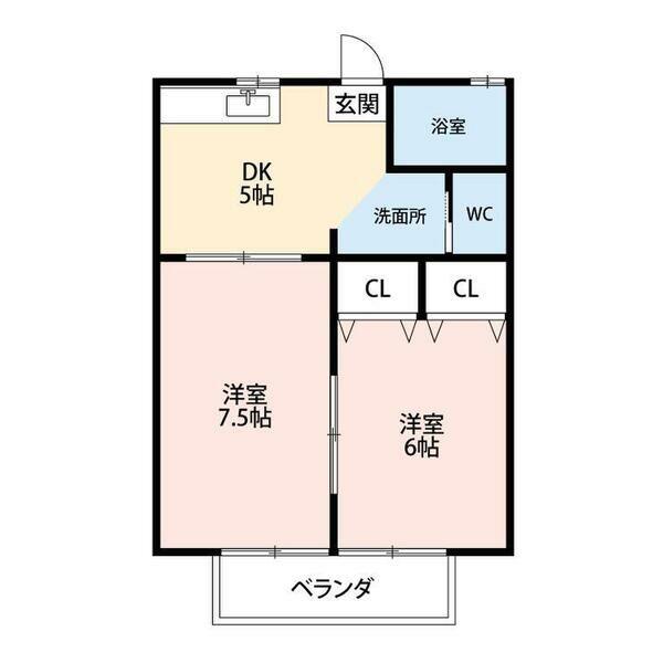 グランドステージ(2DK/2階)の間取り写真