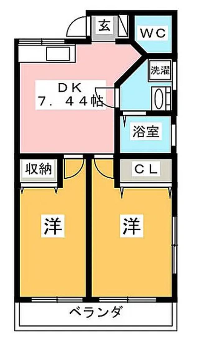 宝国マンション(2DK/2階)の間取り写真