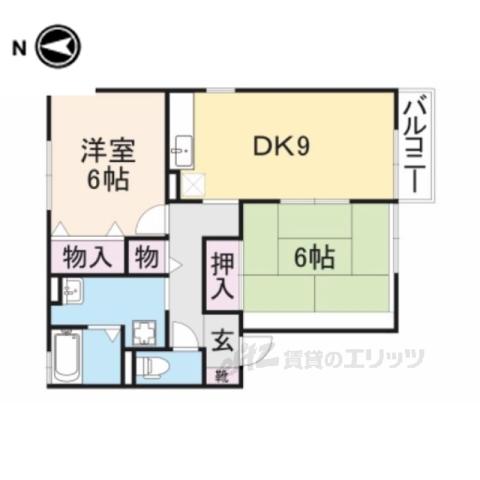 シャルムフルーレB(2DK/2階)の間取り写真