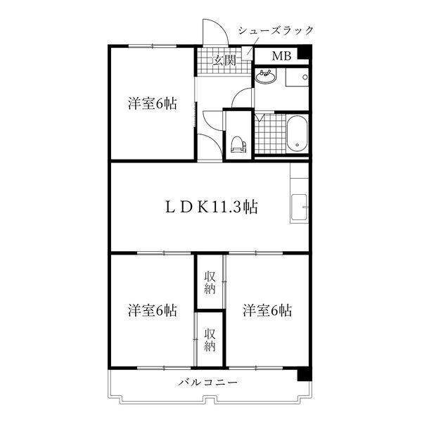 ヴィラモルガン(3LDK/5階)の間取り写真