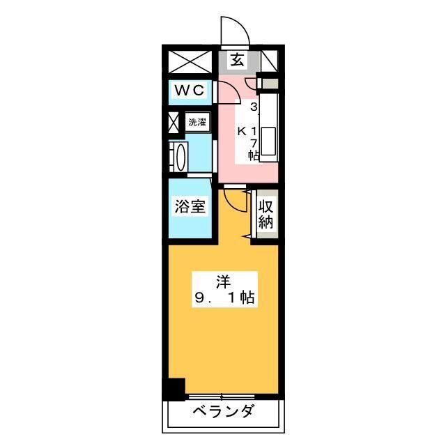 ふじみランド(1K/2階)の間取り写真