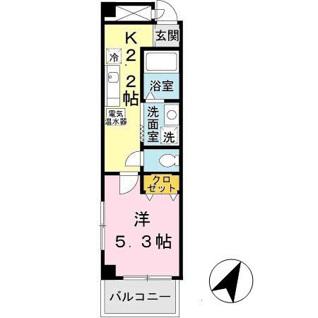 マグノリアパレス(1K/2階)の間取り写真