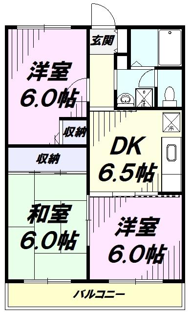 リバーサイドパレス(3DK/2階)の間取り写真