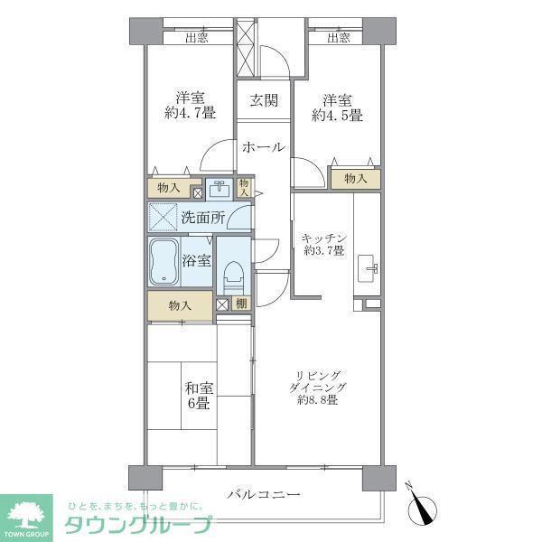 コーポレート鷺沼(3LDK/5階)の間取り写真