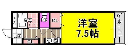 スクエアメゾン阪南(1K/7階)の間取り写真