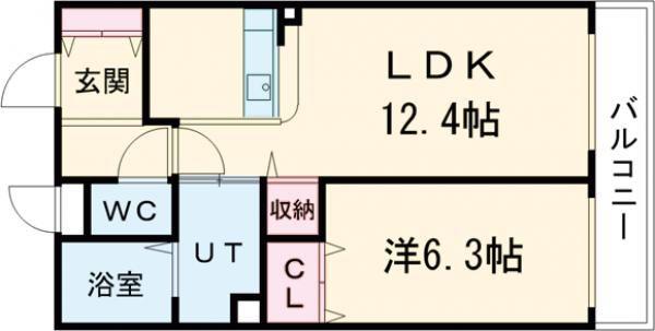 シャルマンテール(1LDK/3階)の間取り写真