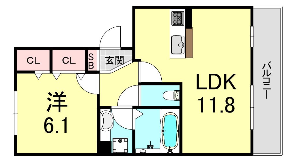 グランソレイユ南多聞台(1LDK/2階)の間取り写真