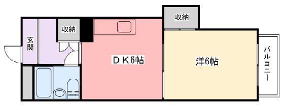 土山中村コーポ(1DK/5階)の間取り写真