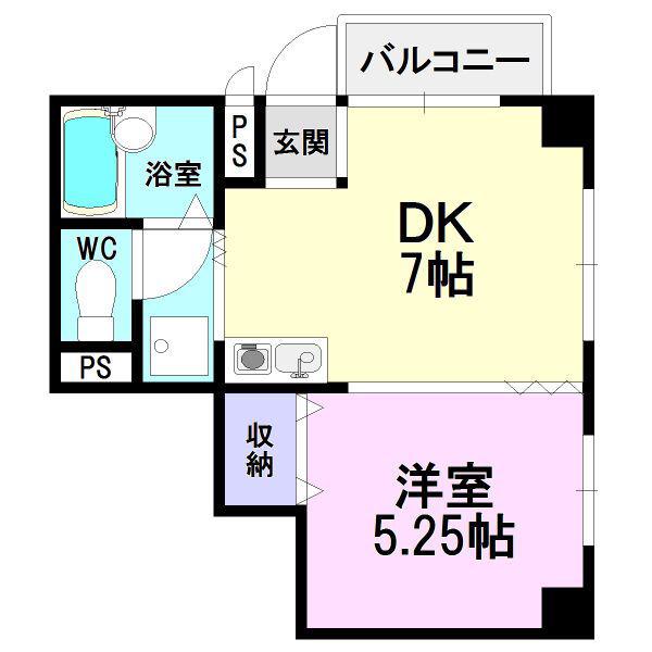 ハーモニアス高蔵寺(1DK/6階)の間取り写真