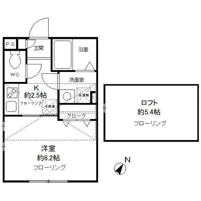 クレール青葉(1K/2階)の間取り写真