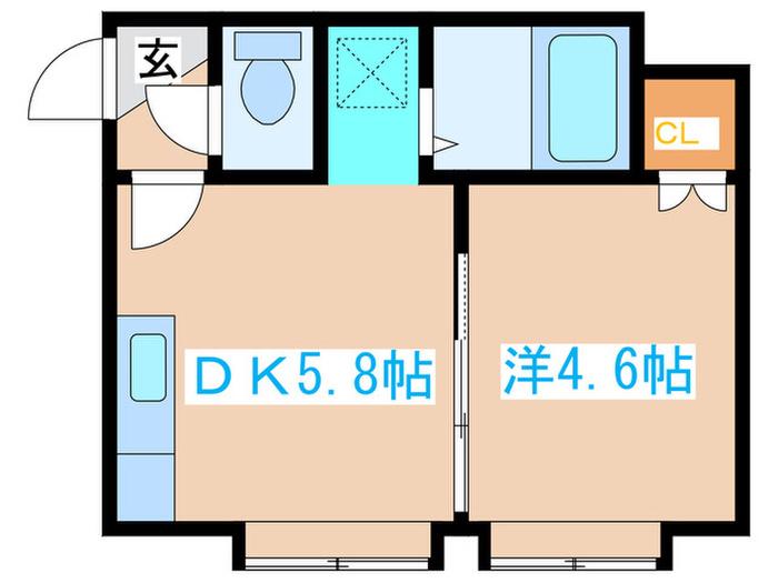 シングルコート宮の森(1DK/2階)の間取り写真
